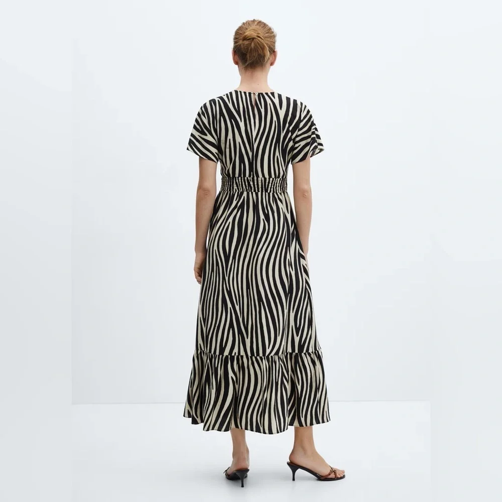 Mango Zebra printed cut out detail dress NWT